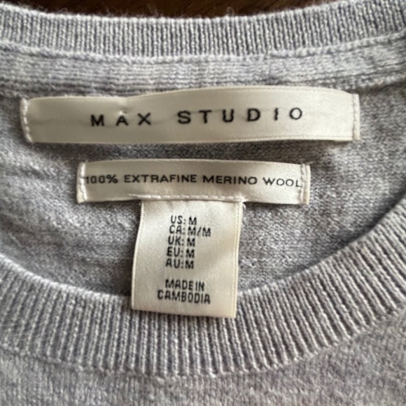 Max Studio 100% Extra Fine Merino Wool crew neck sweater size M - Picture 8 of 8